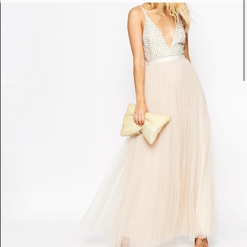 Free People Embellished plunge maxi dress